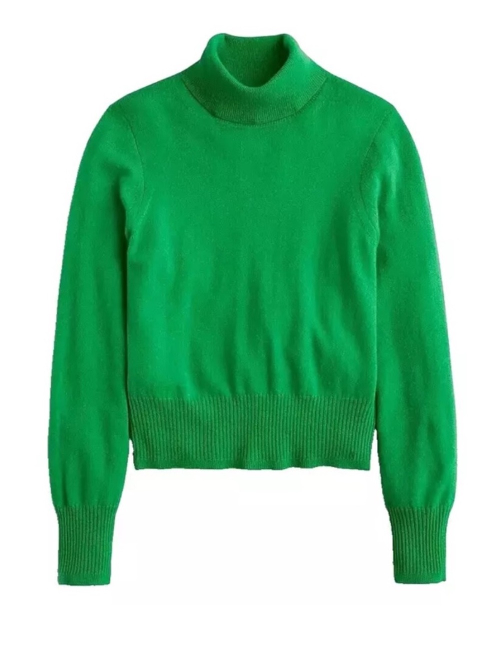 J. Crew Cashmere Shrunken Turtleneck Sweater Kelly green large